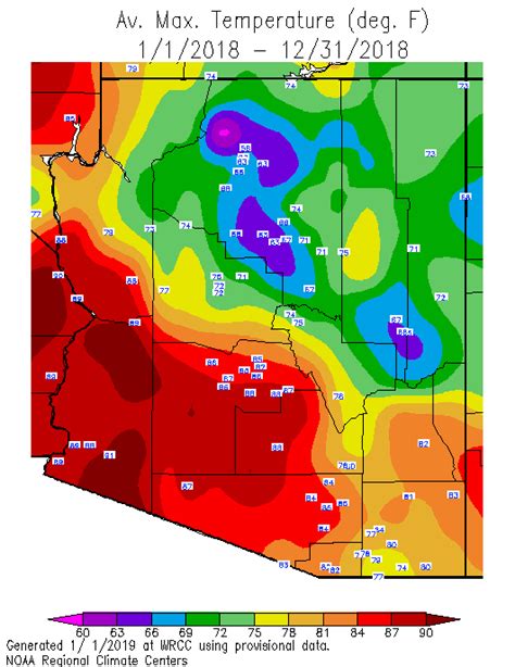 arizona temperature map today.